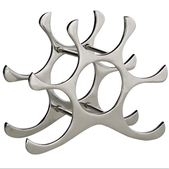 Polished Aluminum Modern Wine Holder 6 bottles